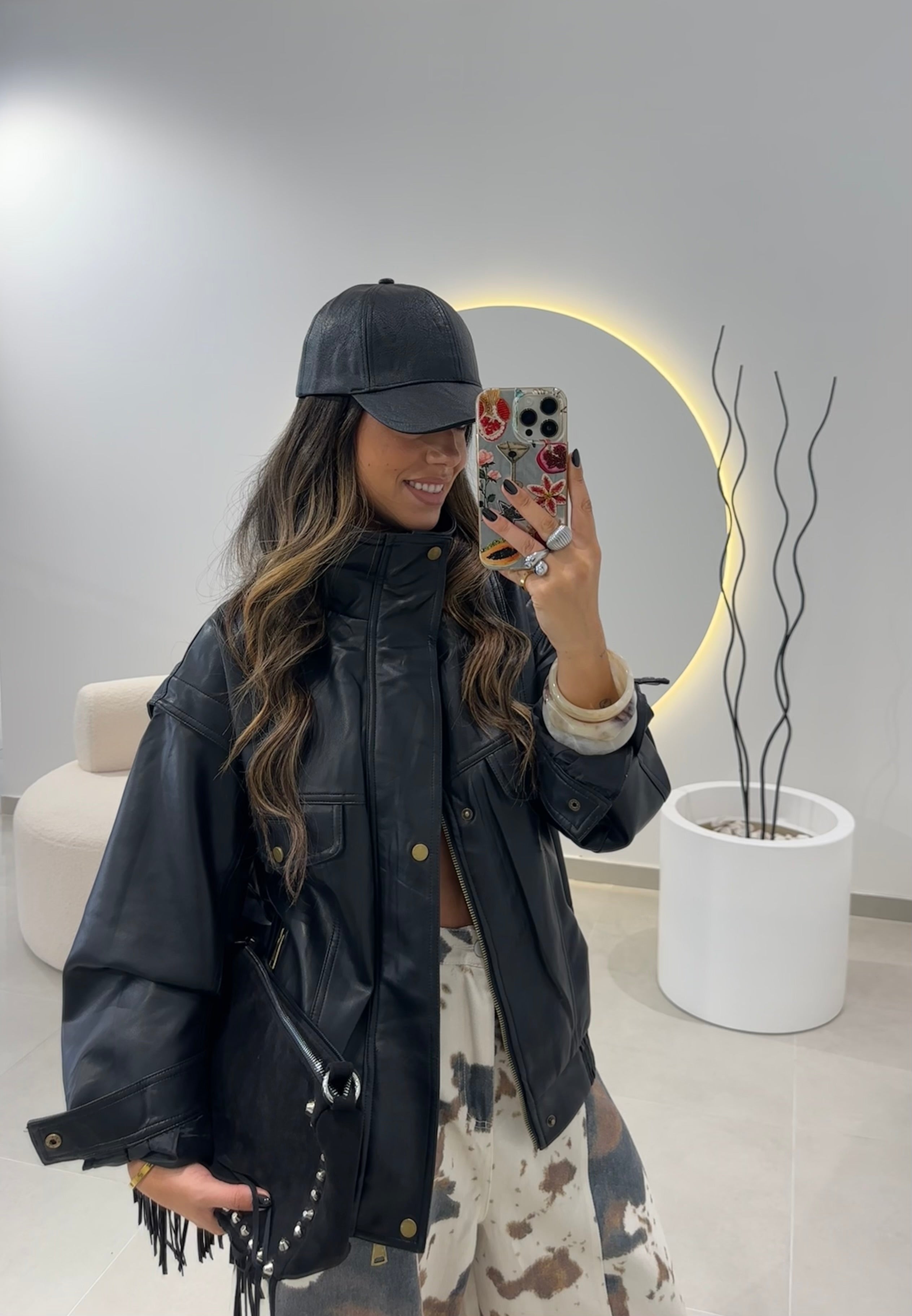 Black Oversized Biker