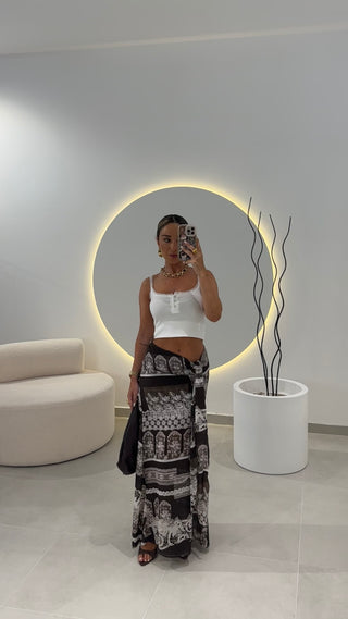 Saia Padrão Étnico Castanho