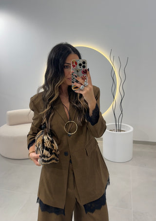 Blazer Lumina Lace Details Brown