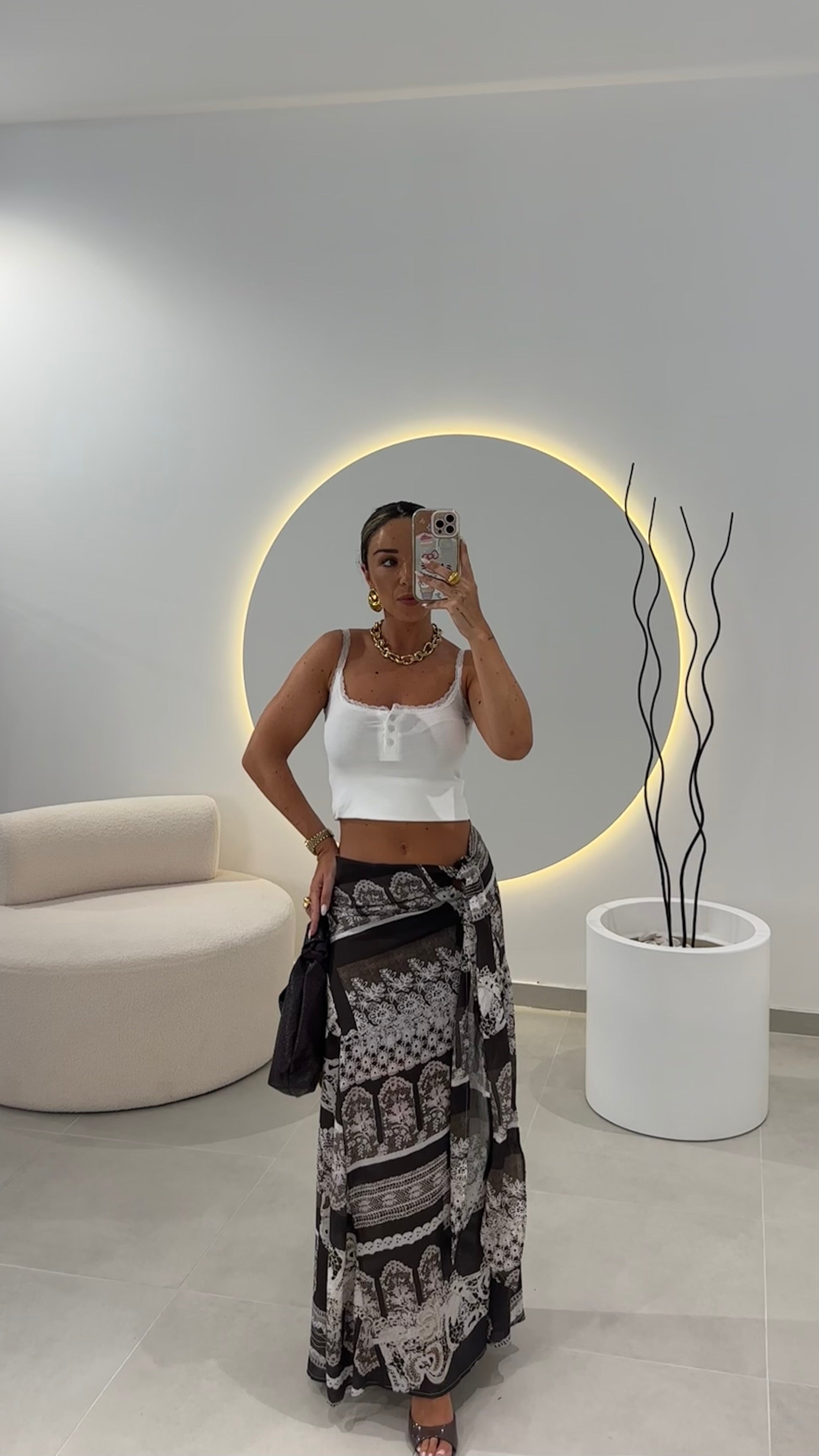 Saia Padrão Étnico Castanho