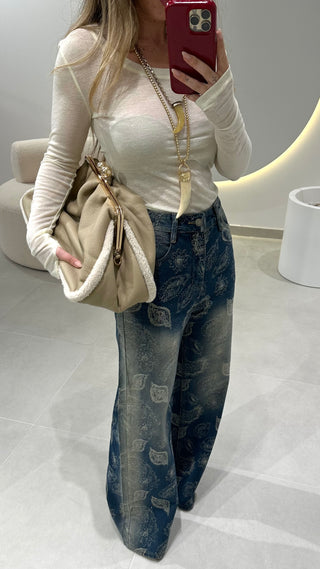 High Waist Bandana Jeans