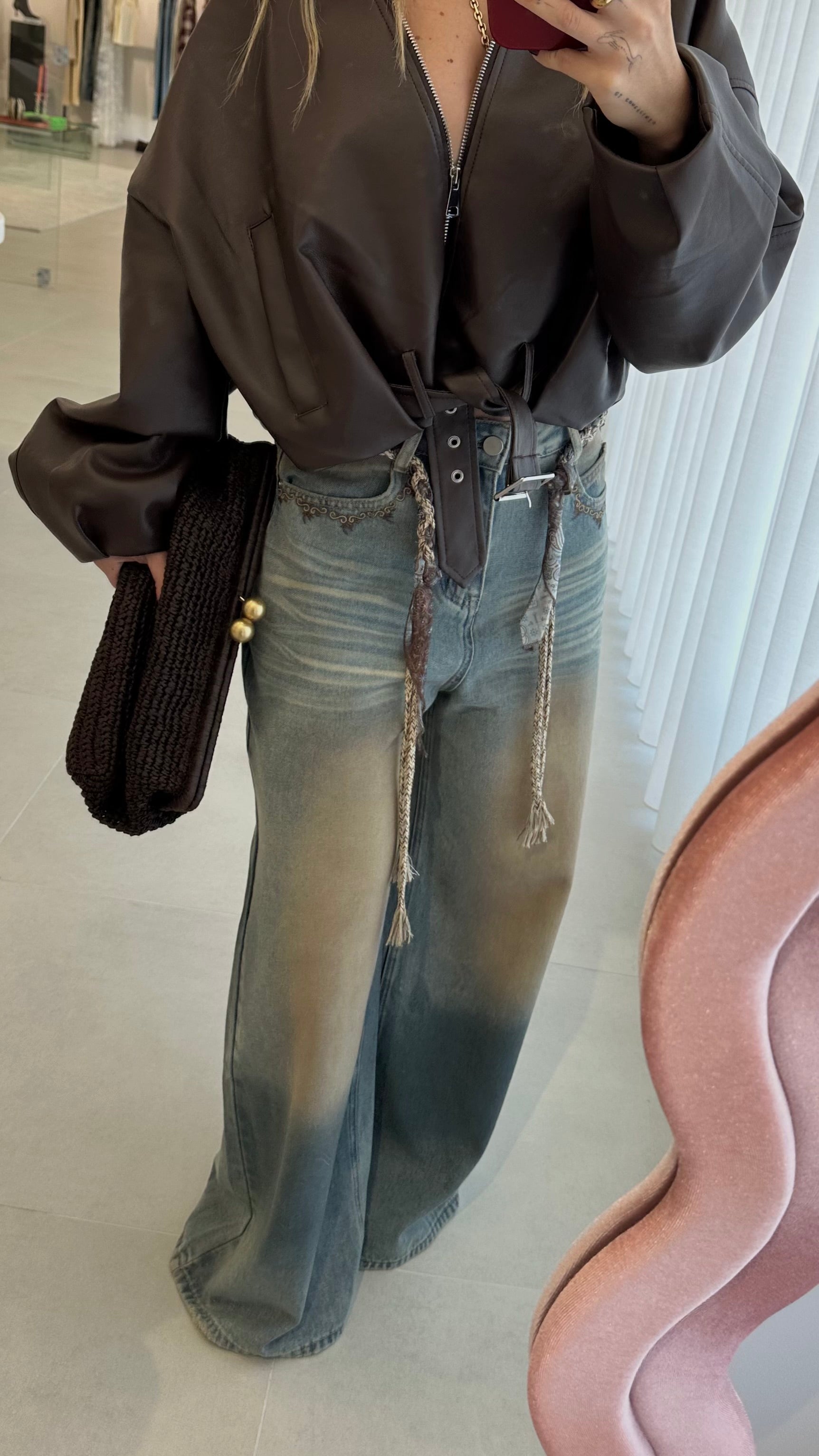 Wide Leg Jeans with Belt