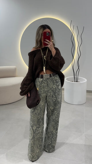 Bandana Green Jeans with Belt