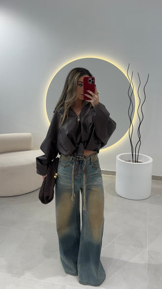 Wide Leg Jeans with Belt