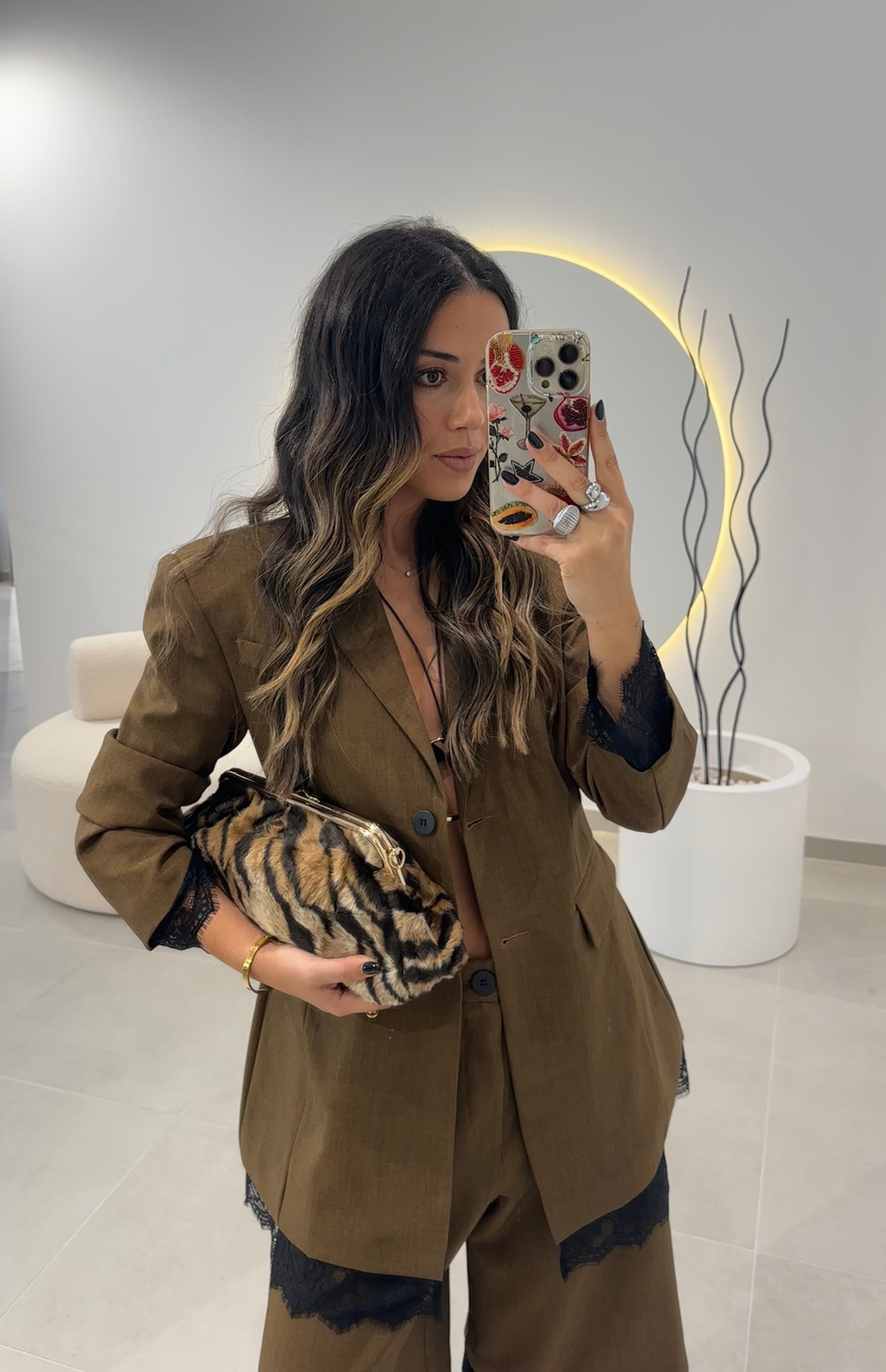 Blazer Lumina Lace Details Brown