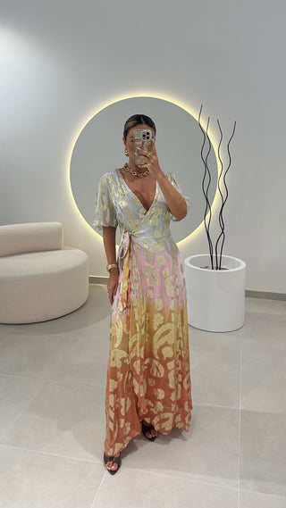 Vestido Padrão Dourado