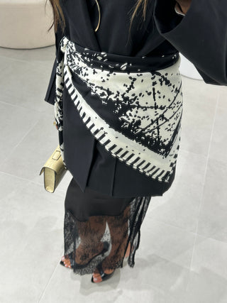 Black Satin Midi Skirt