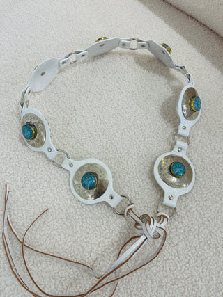 Cinto pele boho branco