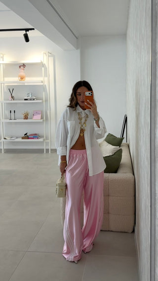 Baby Pink Satin Pants
