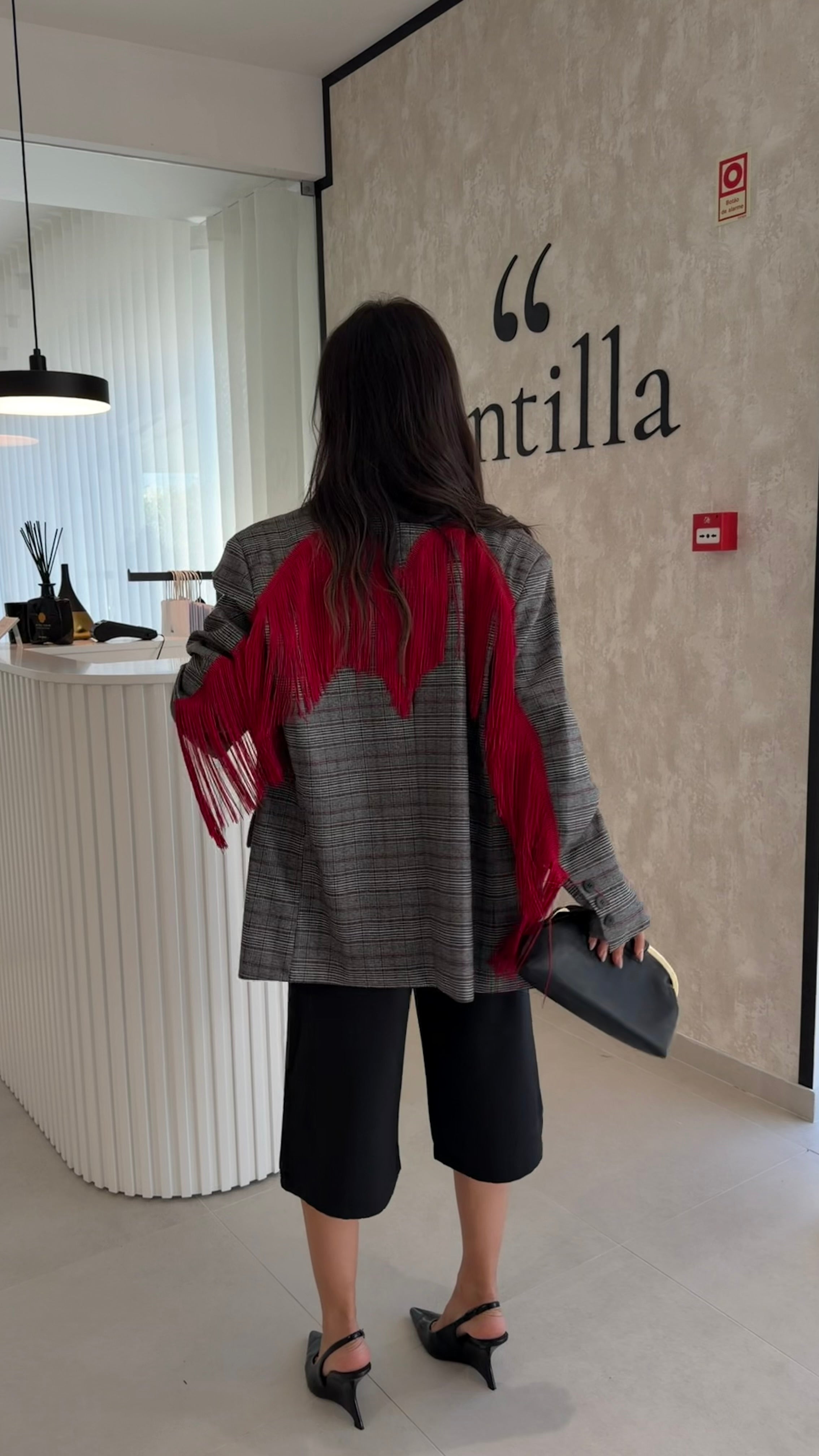 Tartan Fringed Blazer Lumina