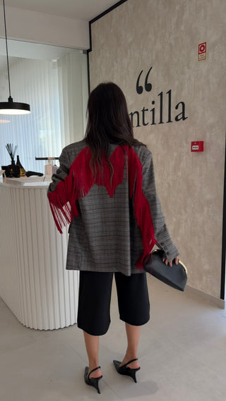 Tartan Fringed Blazer Lumina