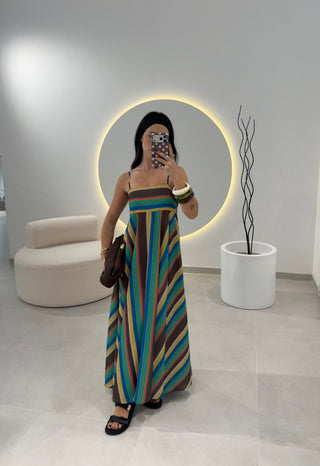 Colorful Stripe Maxi Dress
