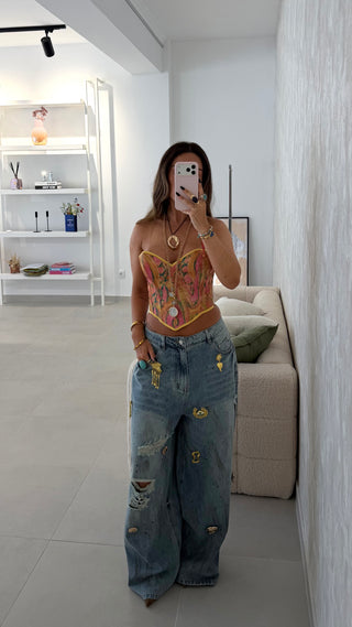 Oversize Gold Details Jeans
