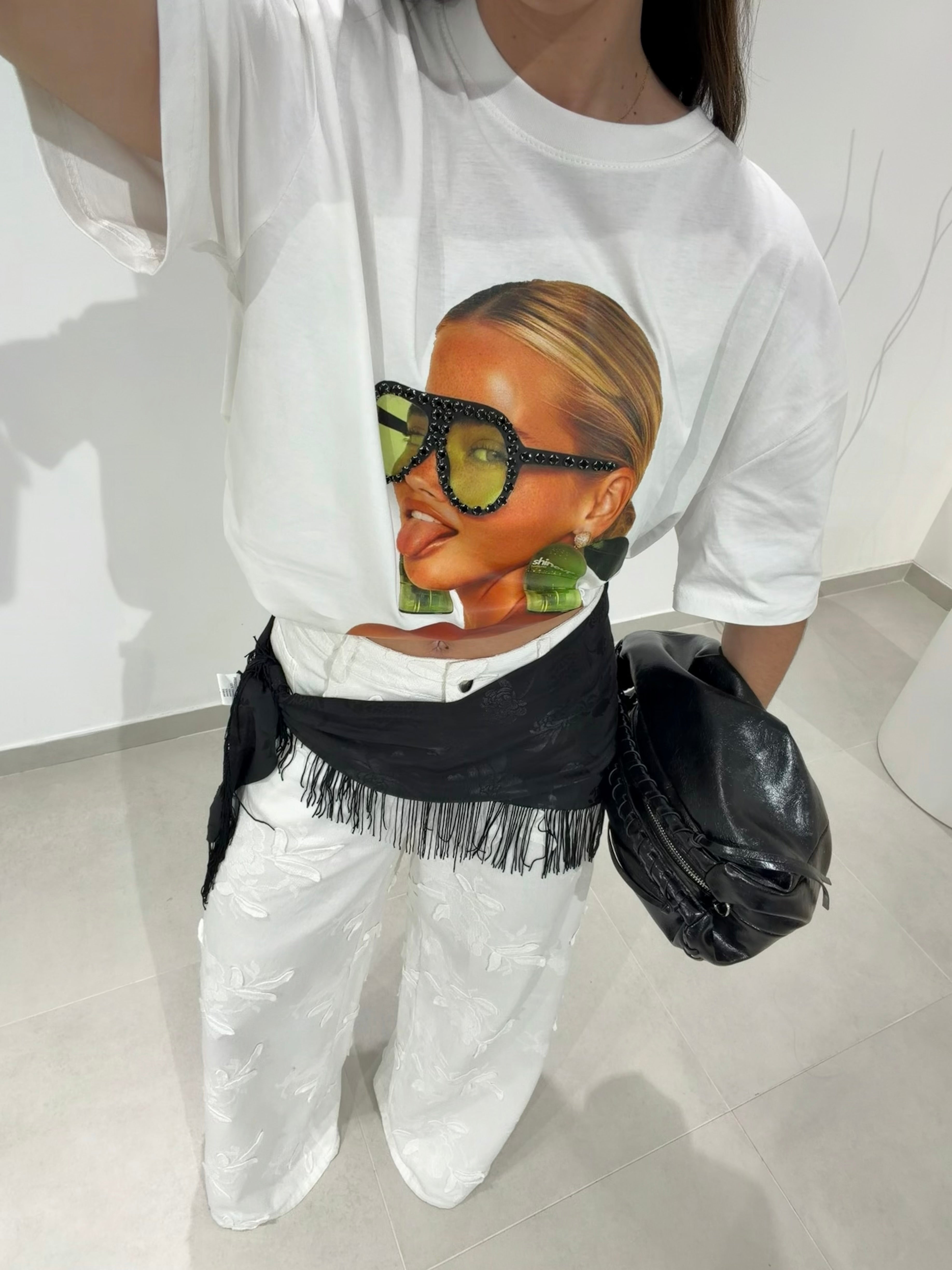 Oversize White T-Shirt With Strass