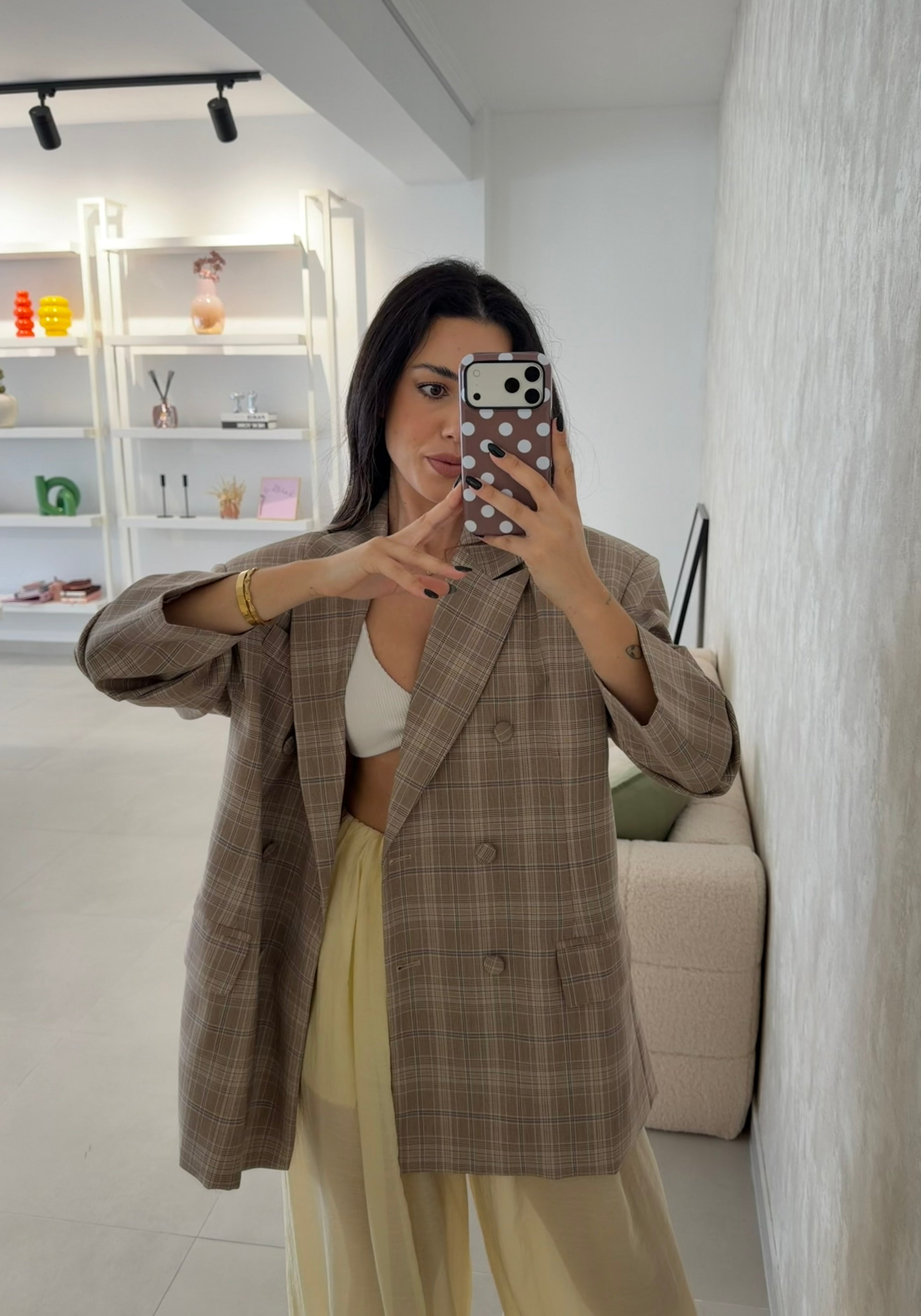 Oversize Checkered Blazer