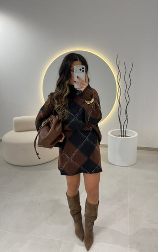 Diamond Knit Set With Skirt