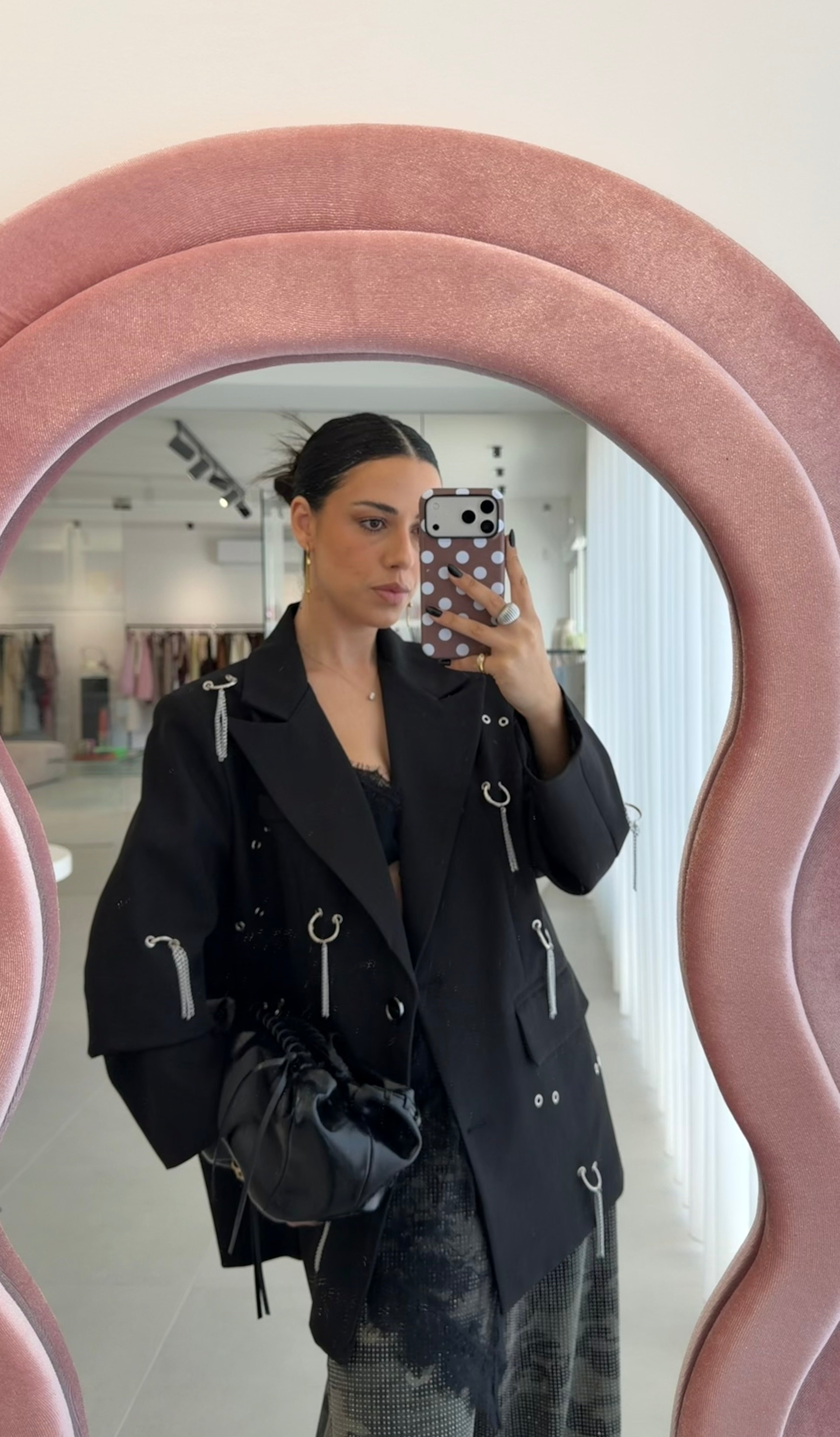 Black Oversize Blazer With Details