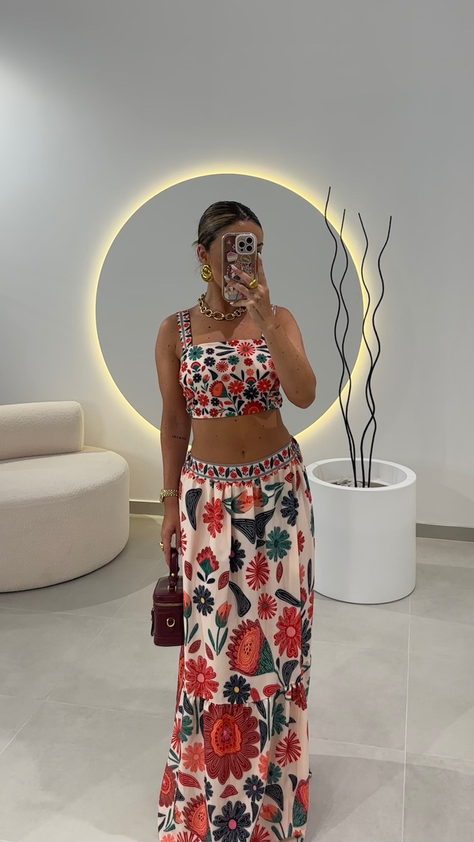 Conjunto Florido Saia Longa