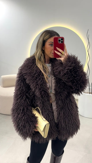 Bordeaux Faux Fur Coat
