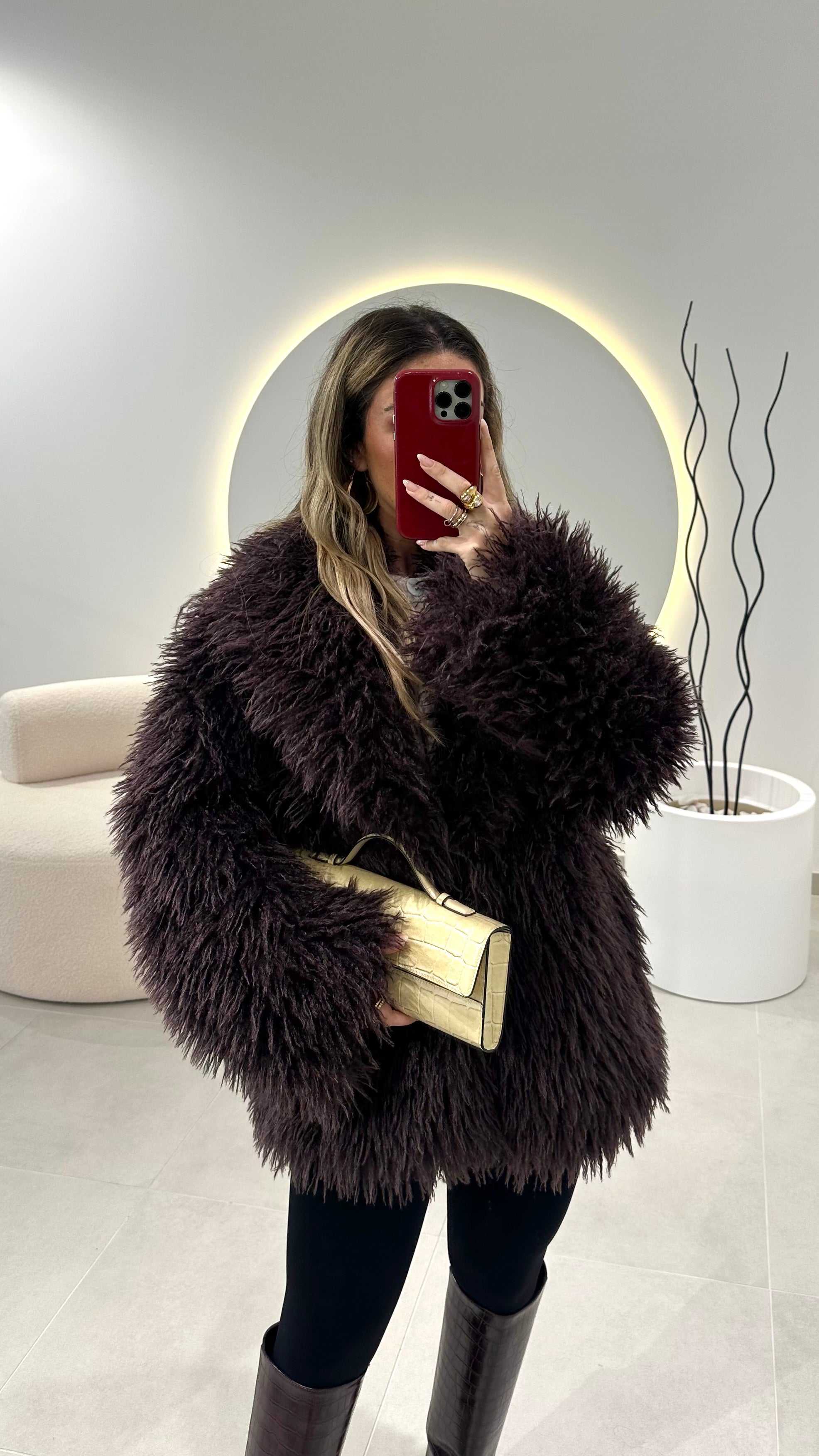 Bordeaux Faux Fur Coat