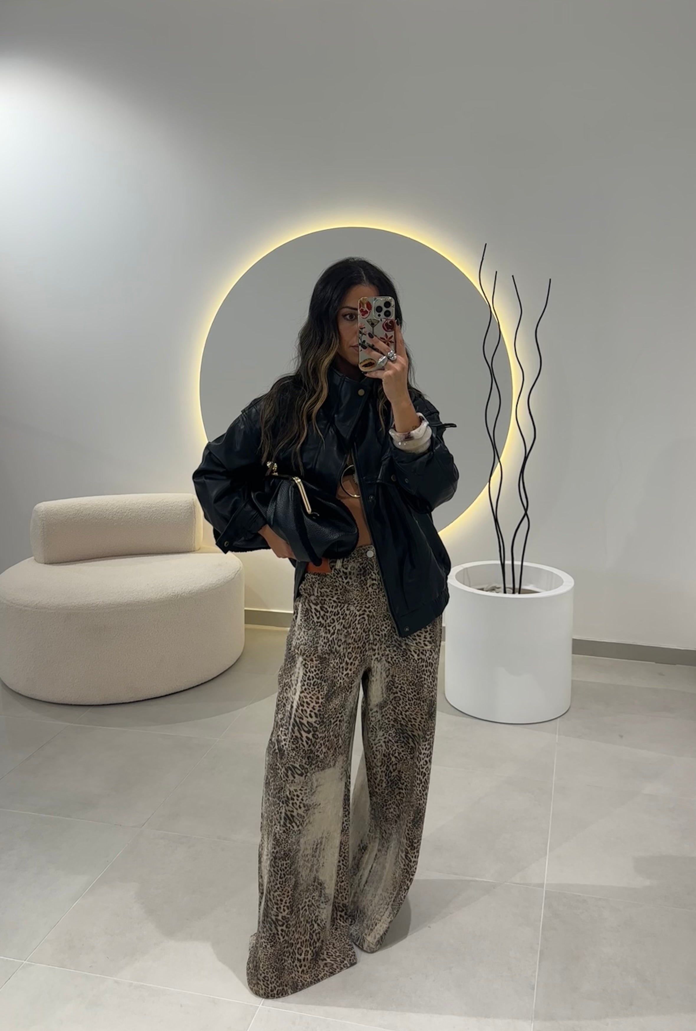 Leopard Wide Leg Jeans