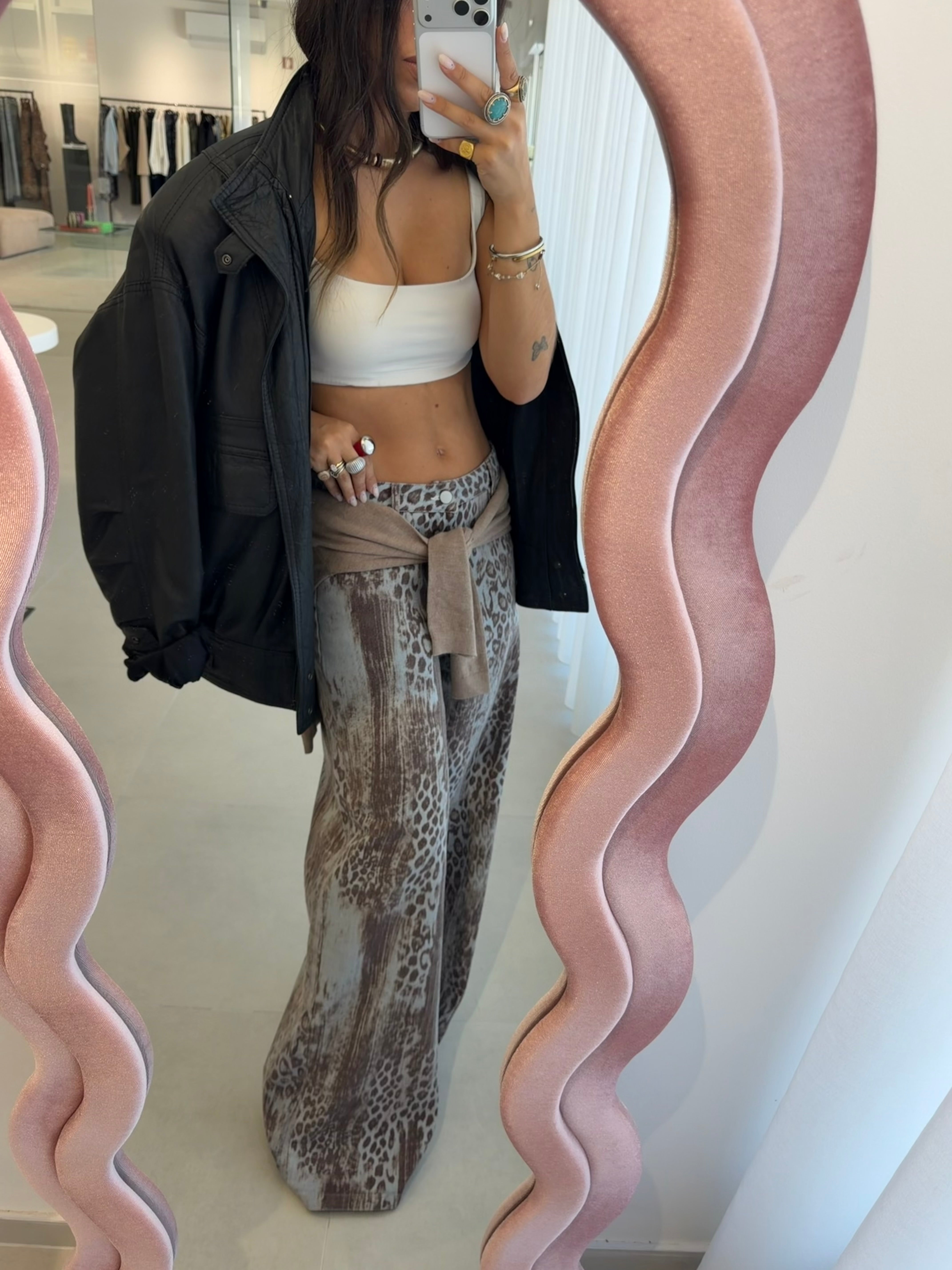 Leopard Wide Leg Jeans