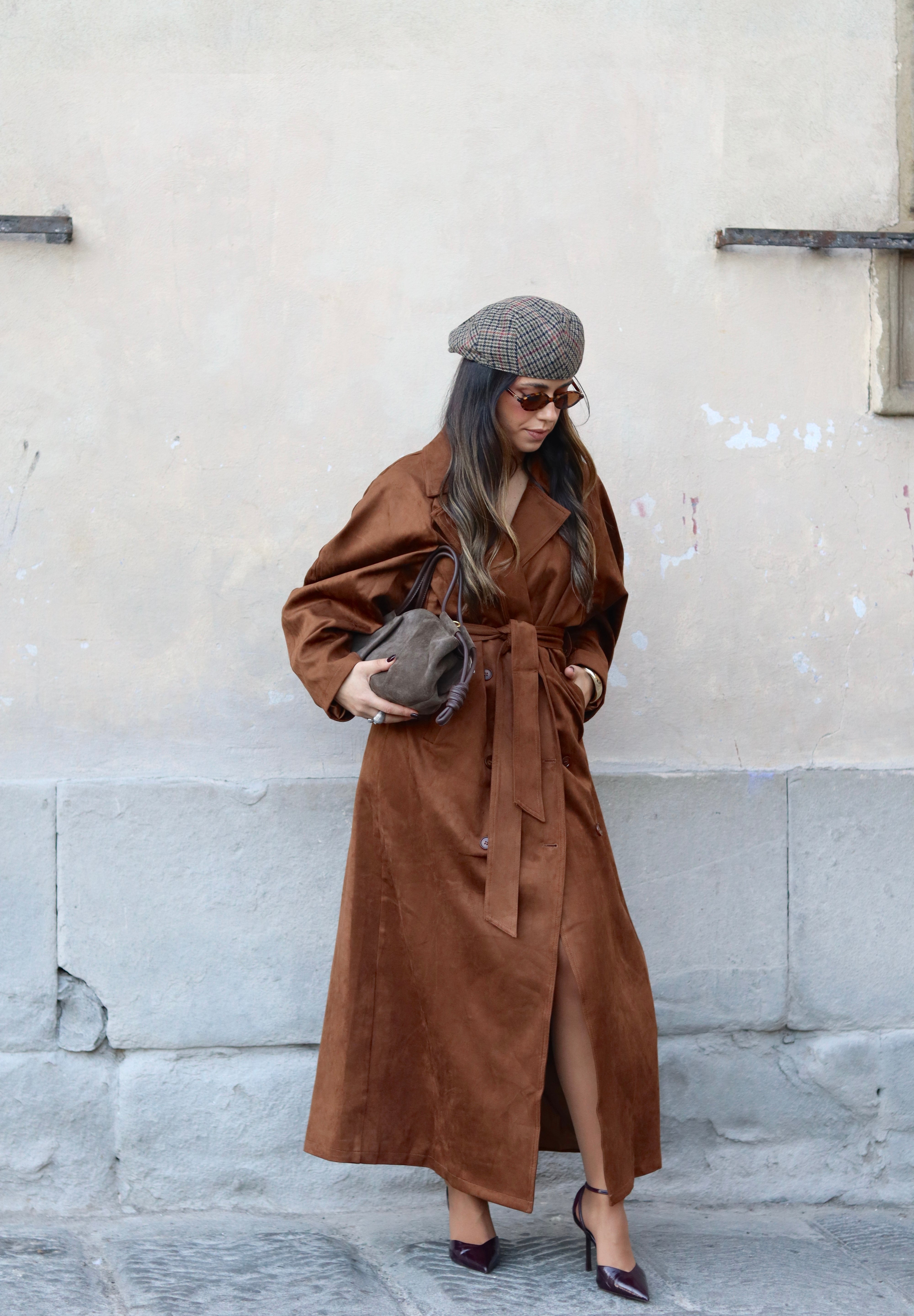 Suede Trench Balloon Sleeve