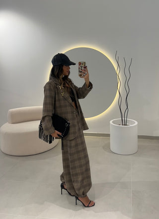 Plaid Blazer With Pins