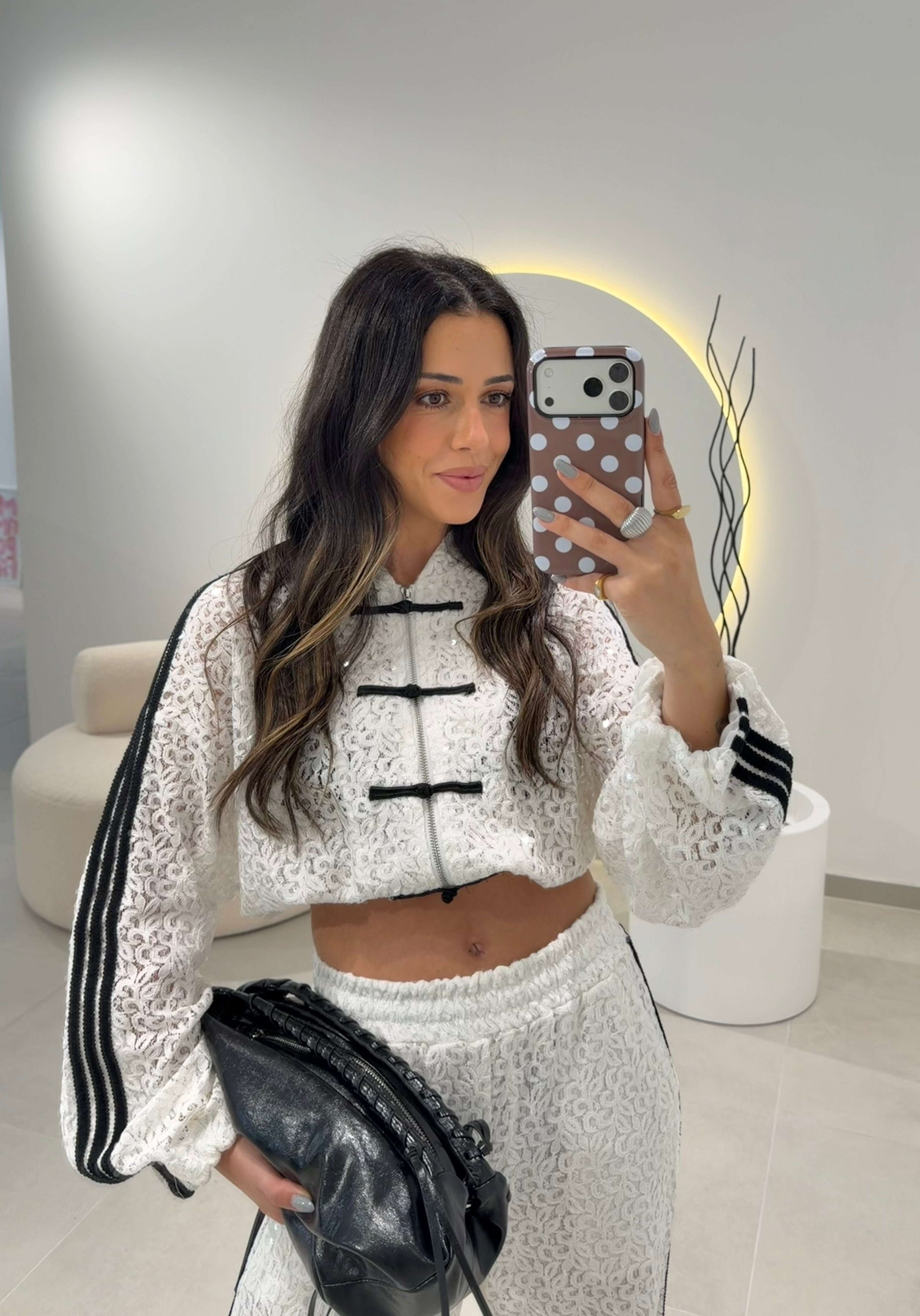 White Sequin Bomber Lumina