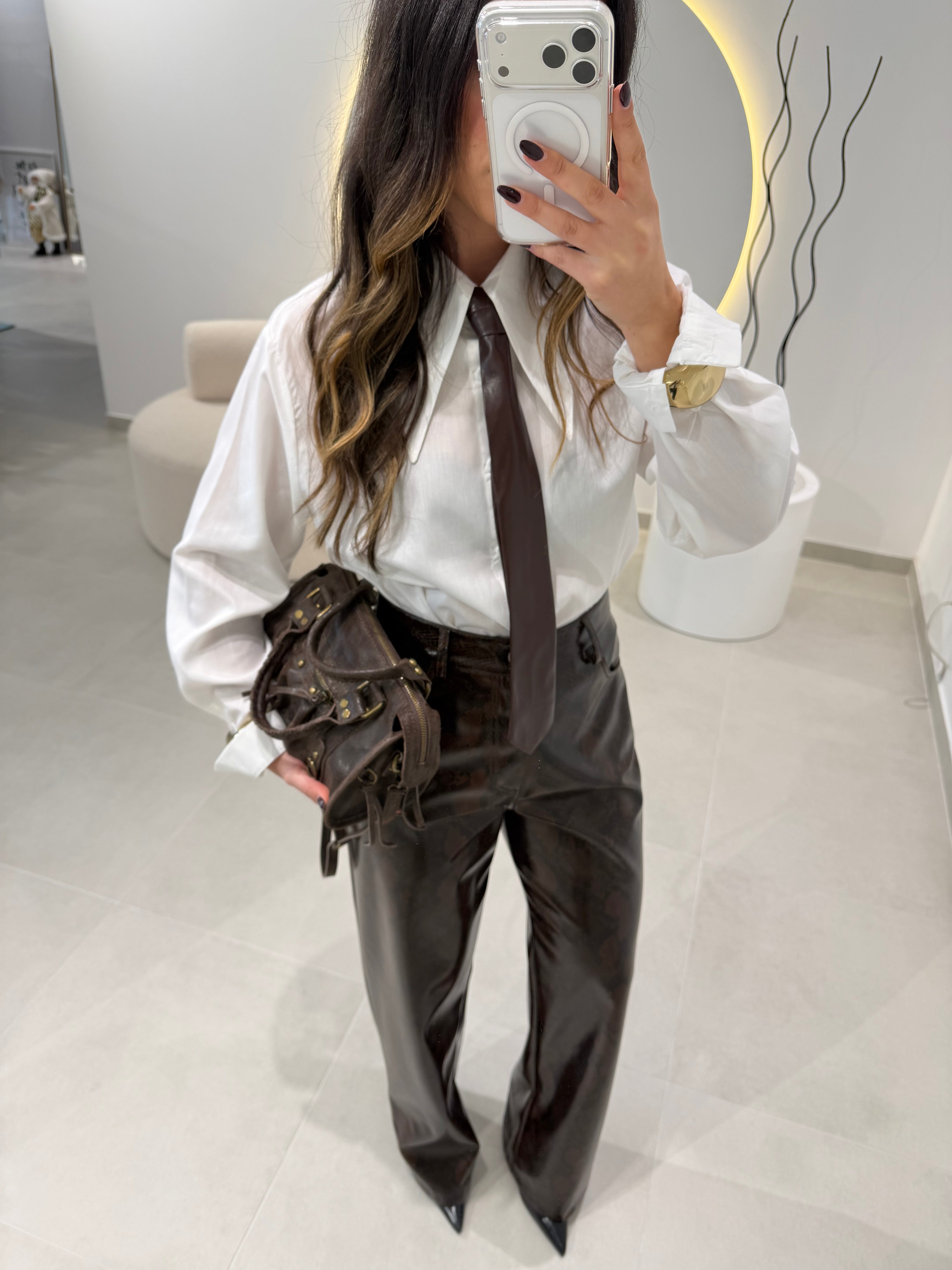 Snake-print Trousers in faux leather LUMINA