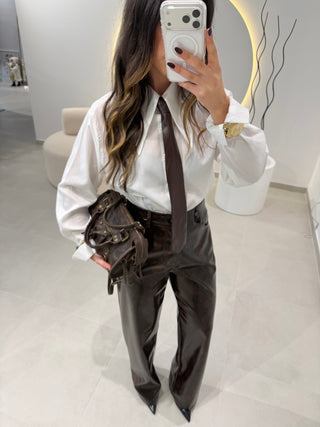 Snake-print Trousers in faux leather LUMINA