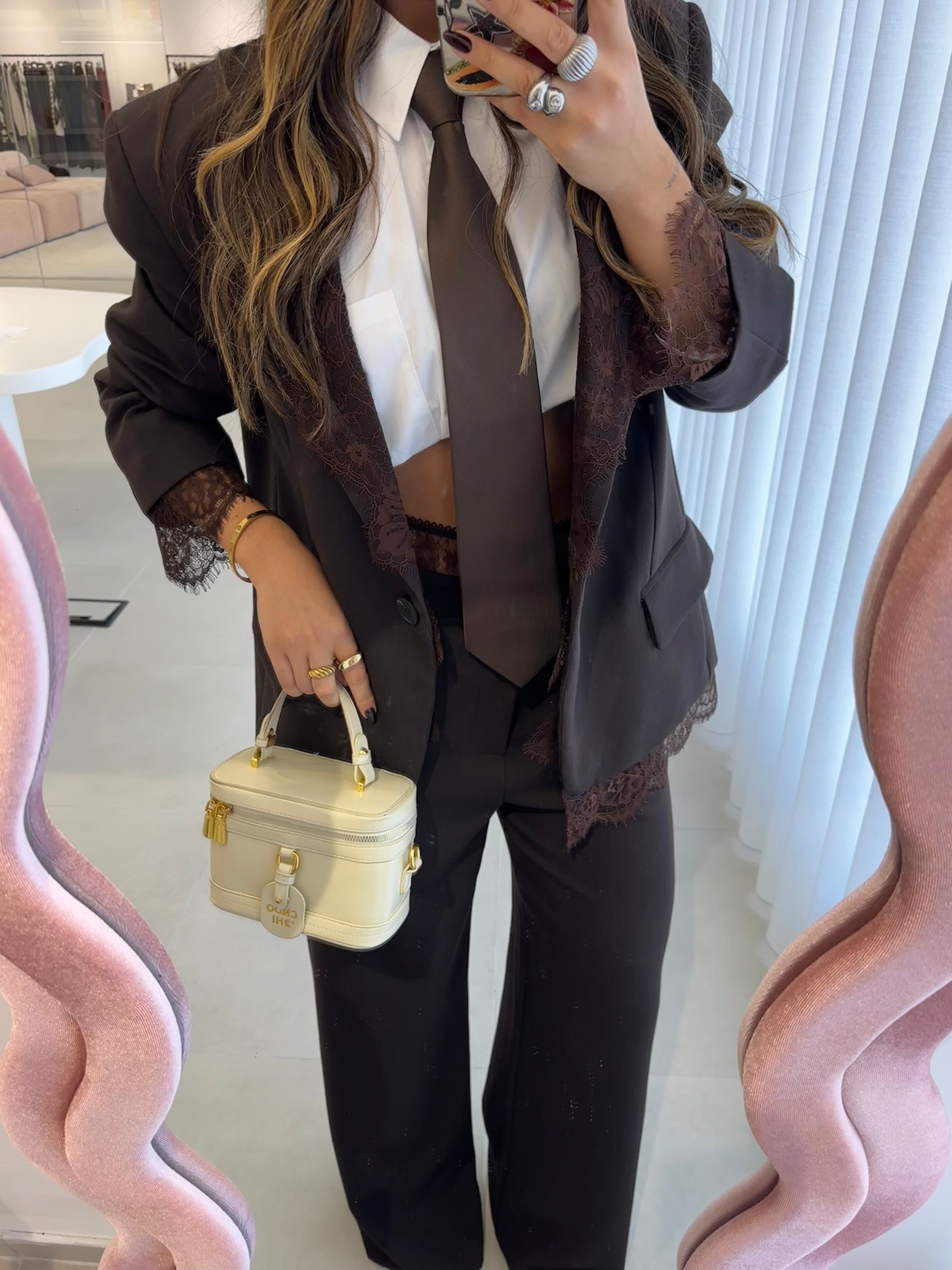 Brown Lace Trousers Lumina