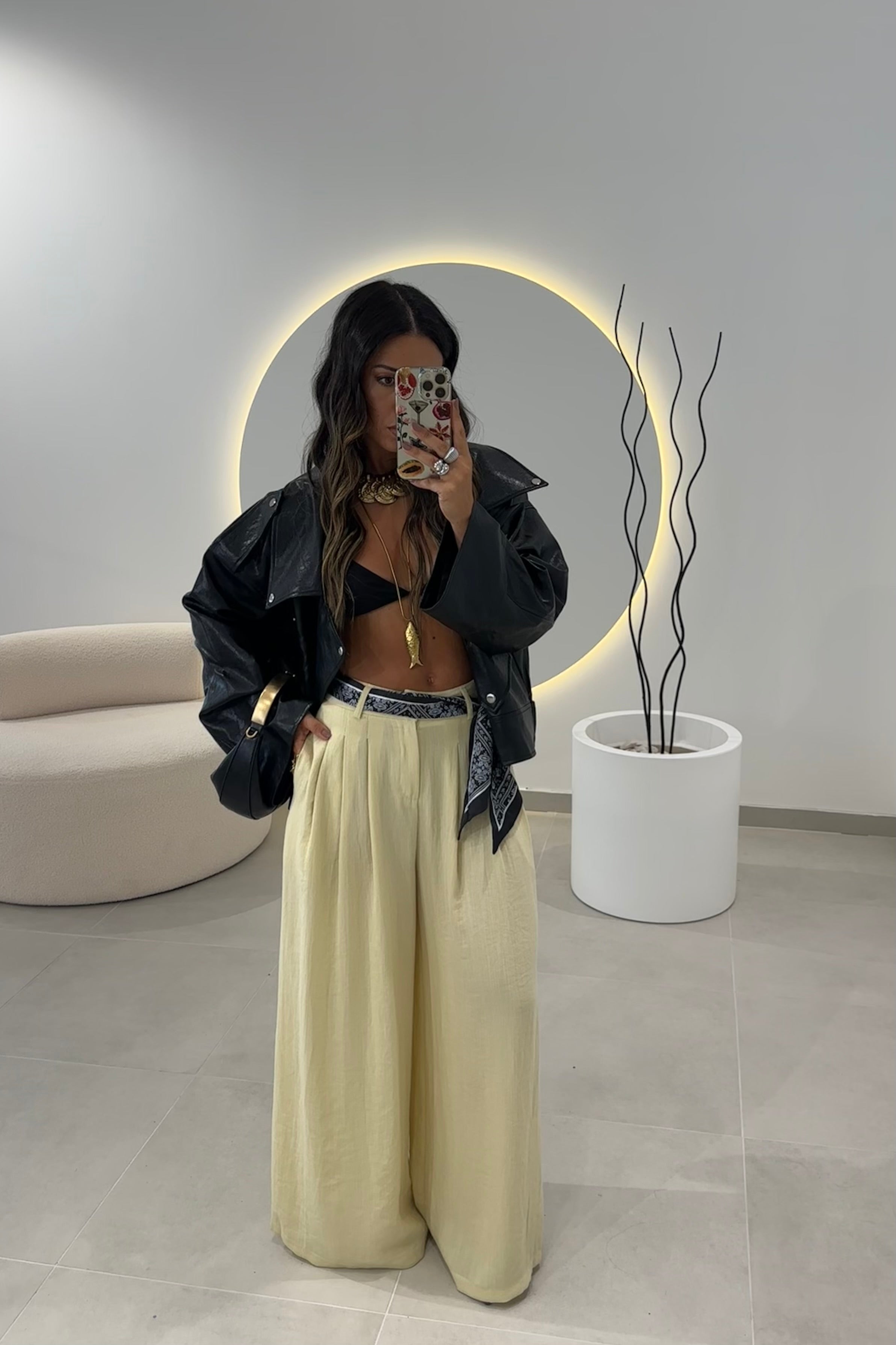 Butter Yellow Pants with Scarf Belt