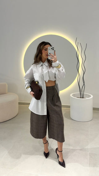 Checkered Toupe Bermuda