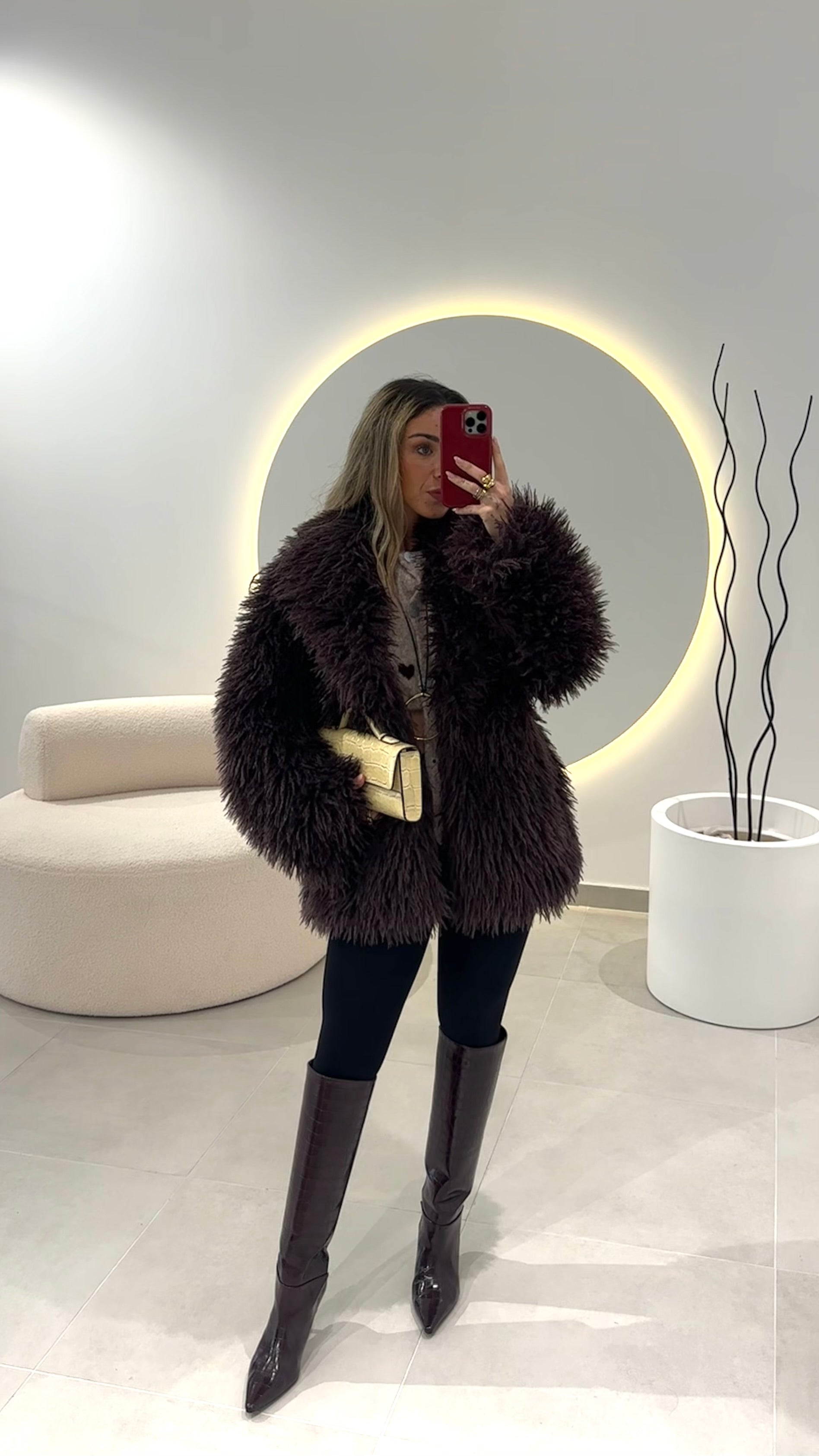 Bordeaux Faux Fur Coat