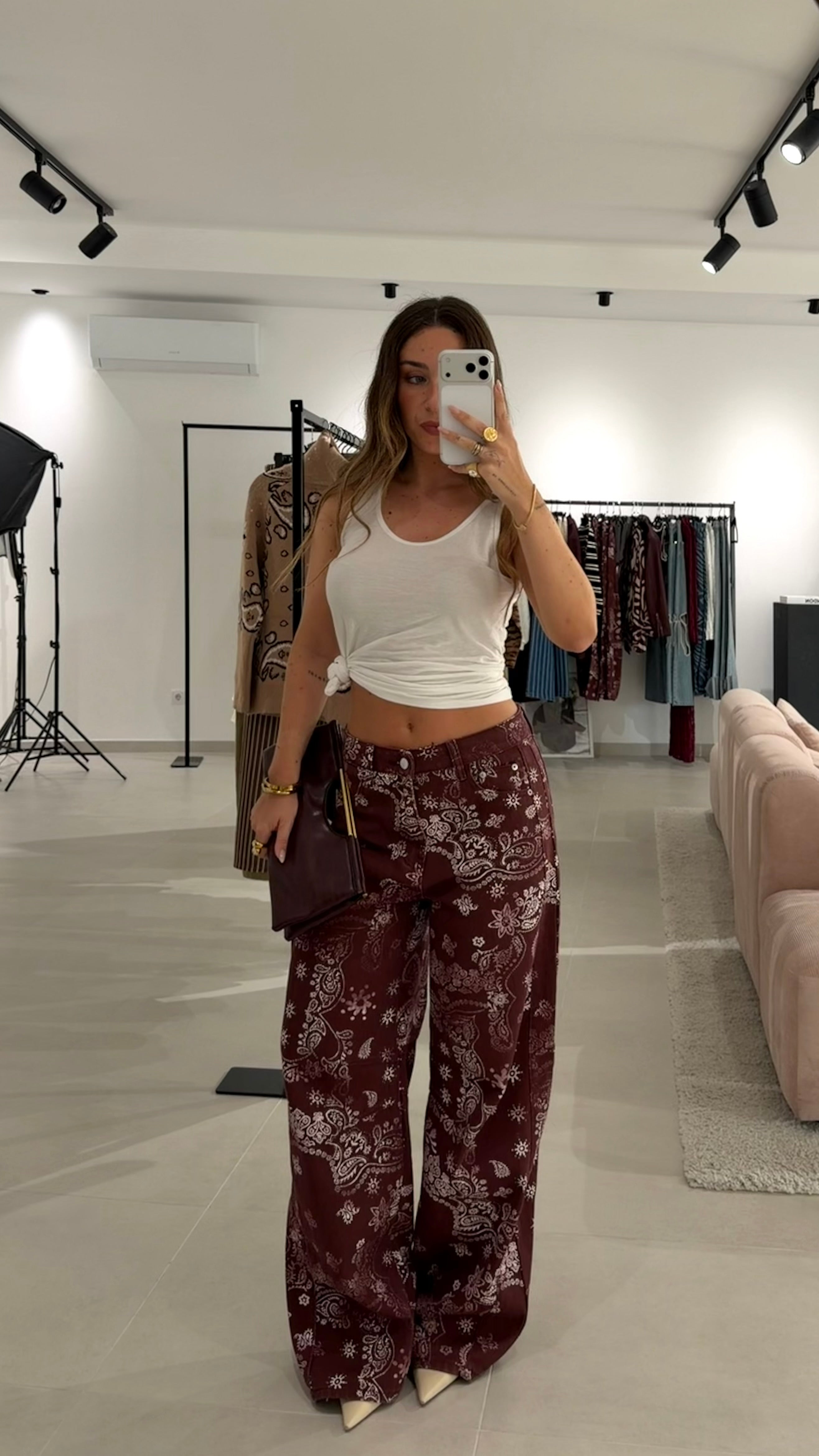Burgundy Bandana Jeans