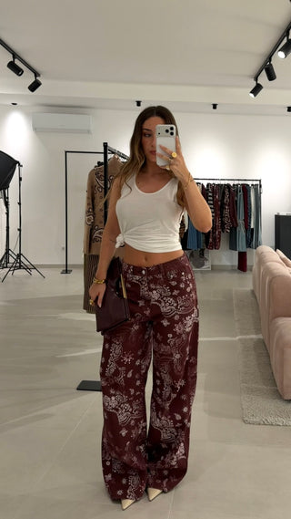 Burgundy Bandana Jeans