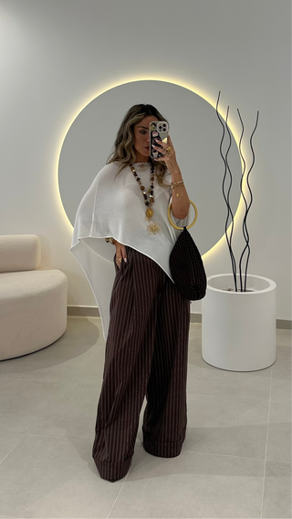 Calça Lumina Risca Castanha