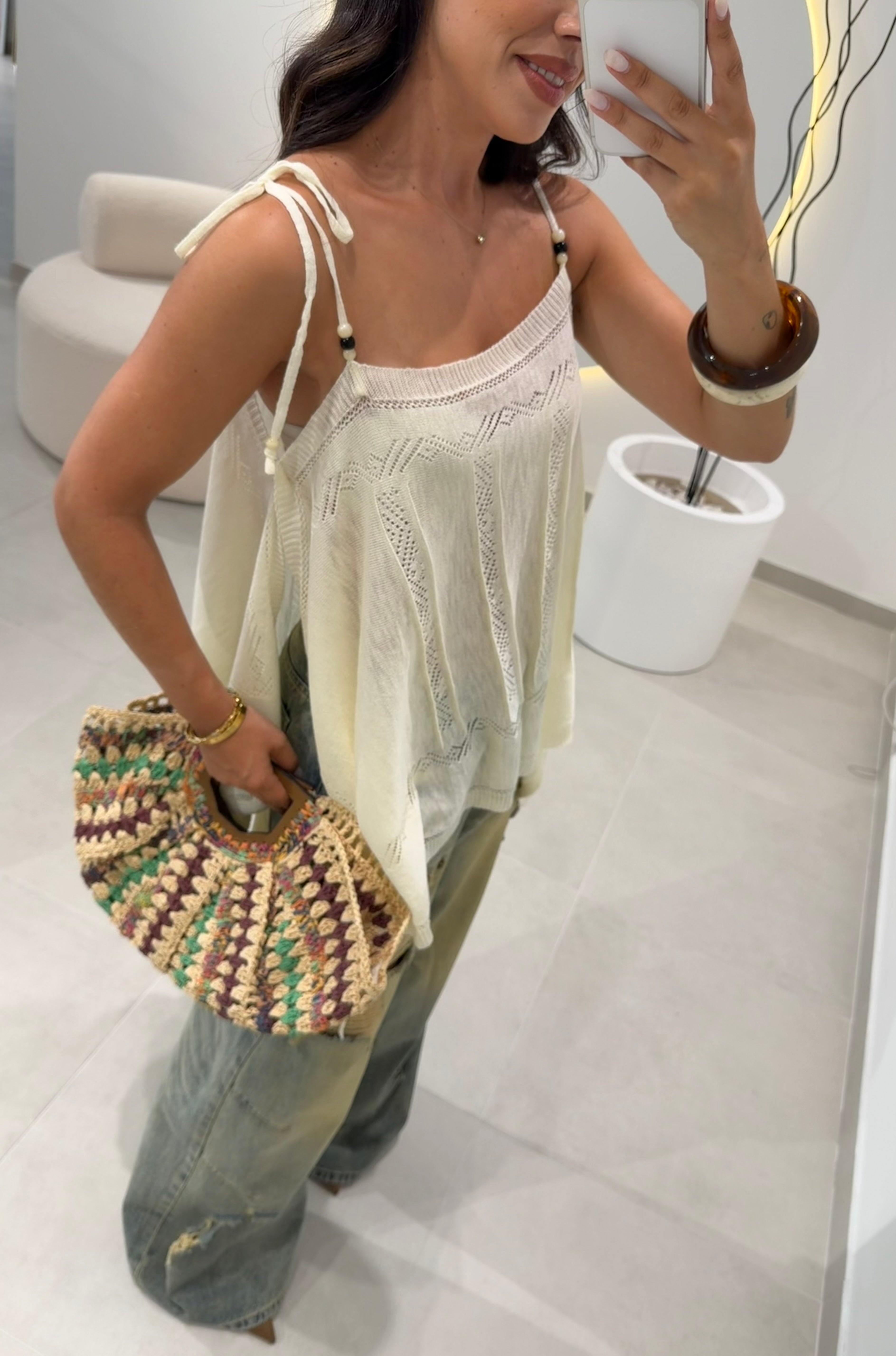 Cream Boho Top