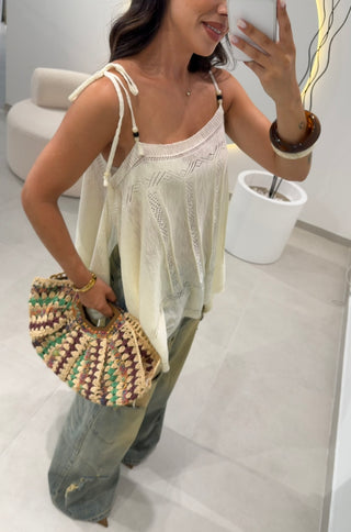 Cream Boho Top