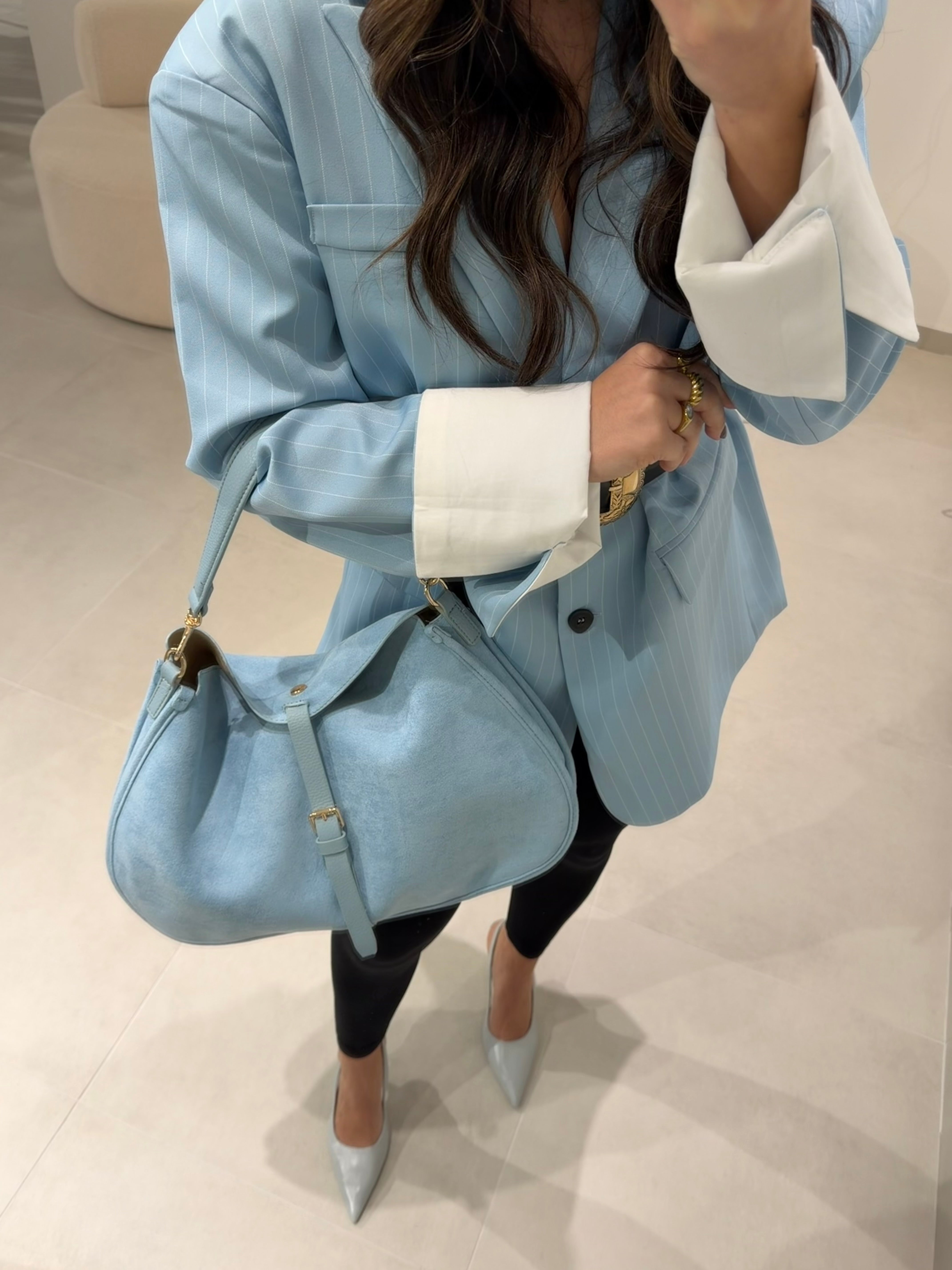 Baby Blue Suede Bag