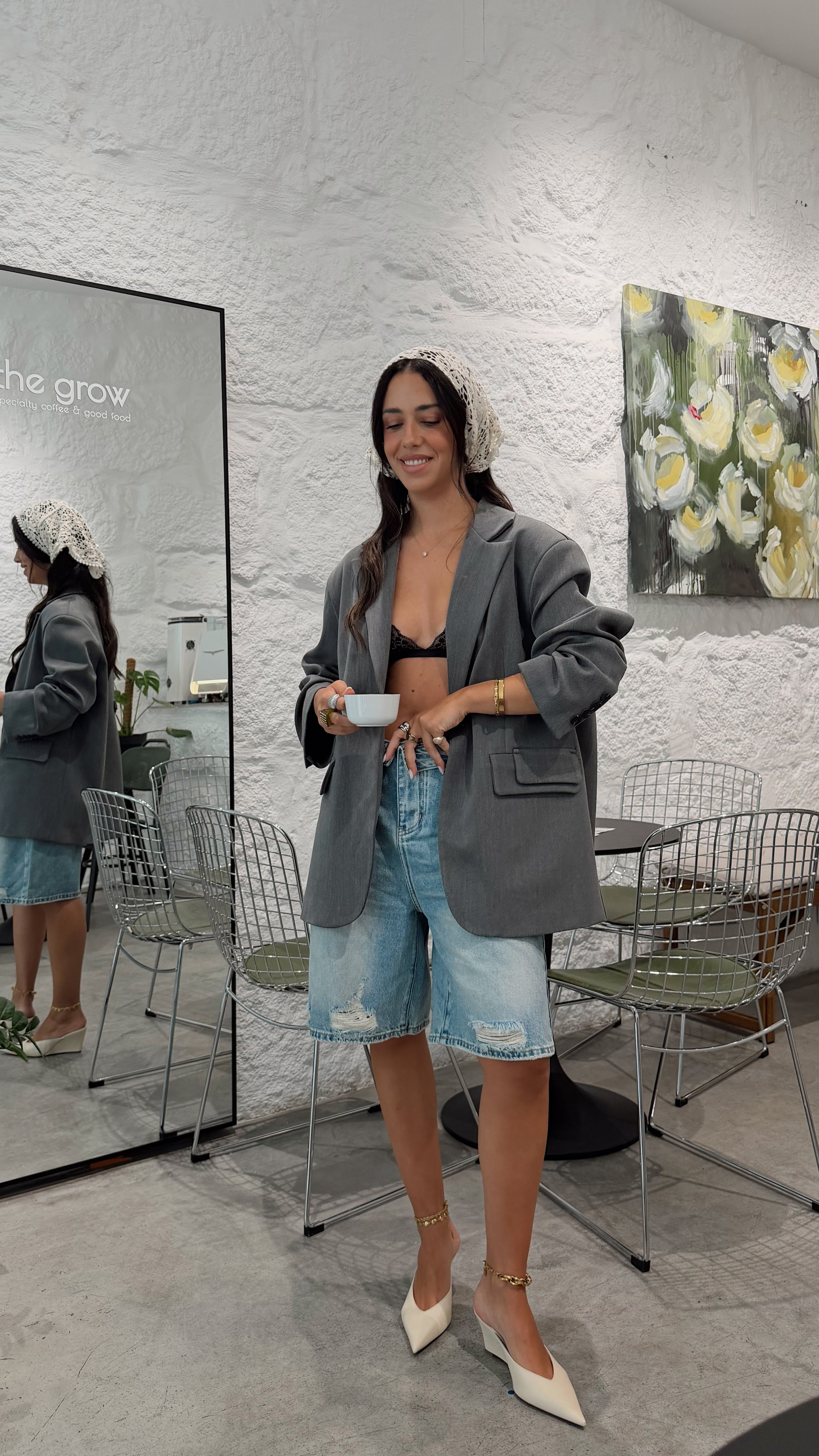 Grey Oversized Blazer Lumina