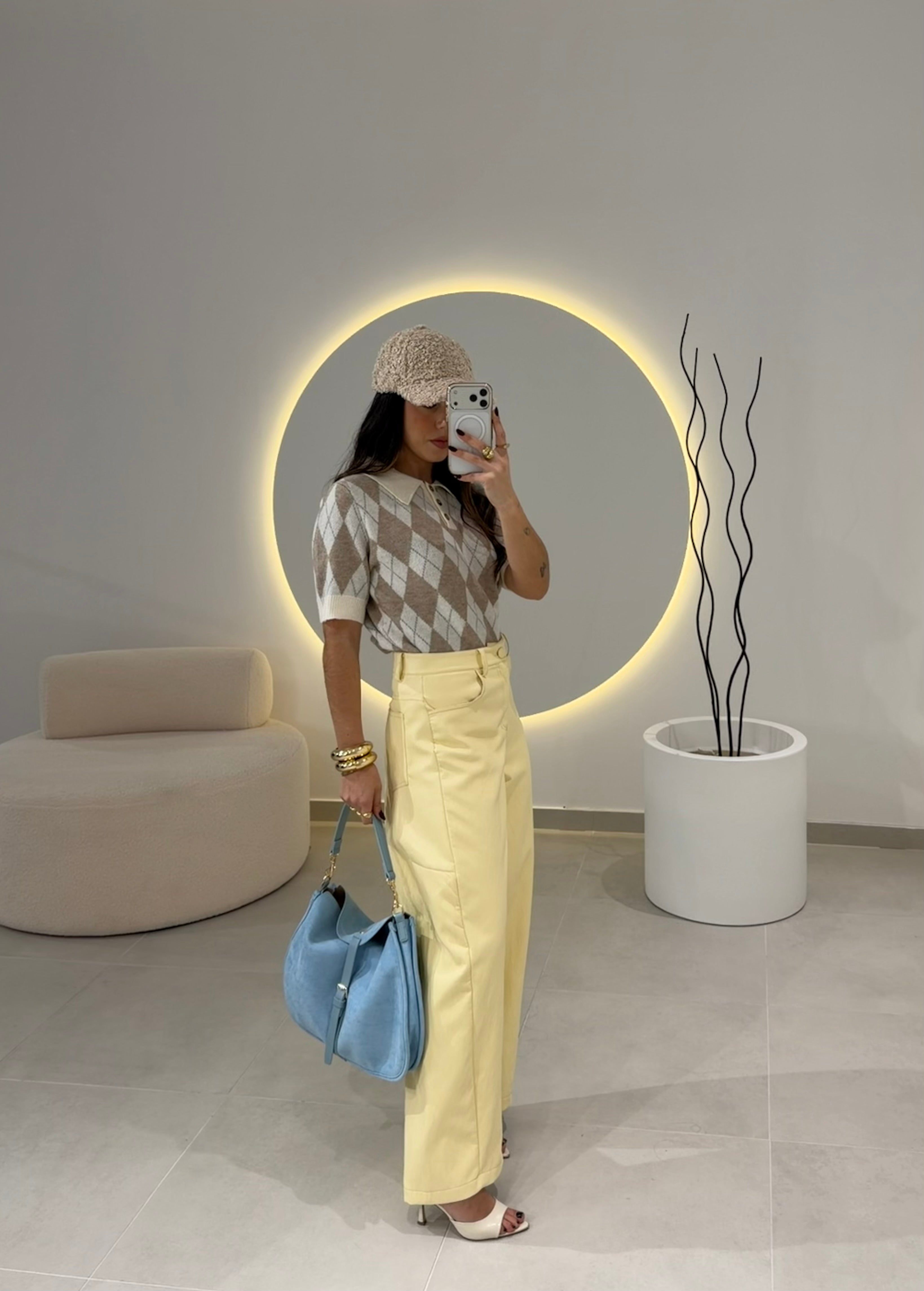 Butter Yellow Faux Leather Pants Lumina