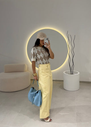 Butter Yellow Faux Leather Pants Lumina