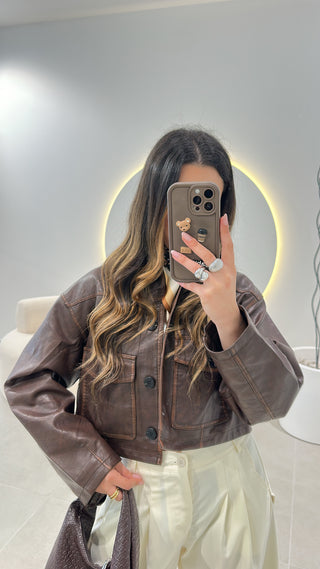 Biker Crop Castanho