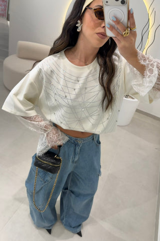 White Sweater With Lace