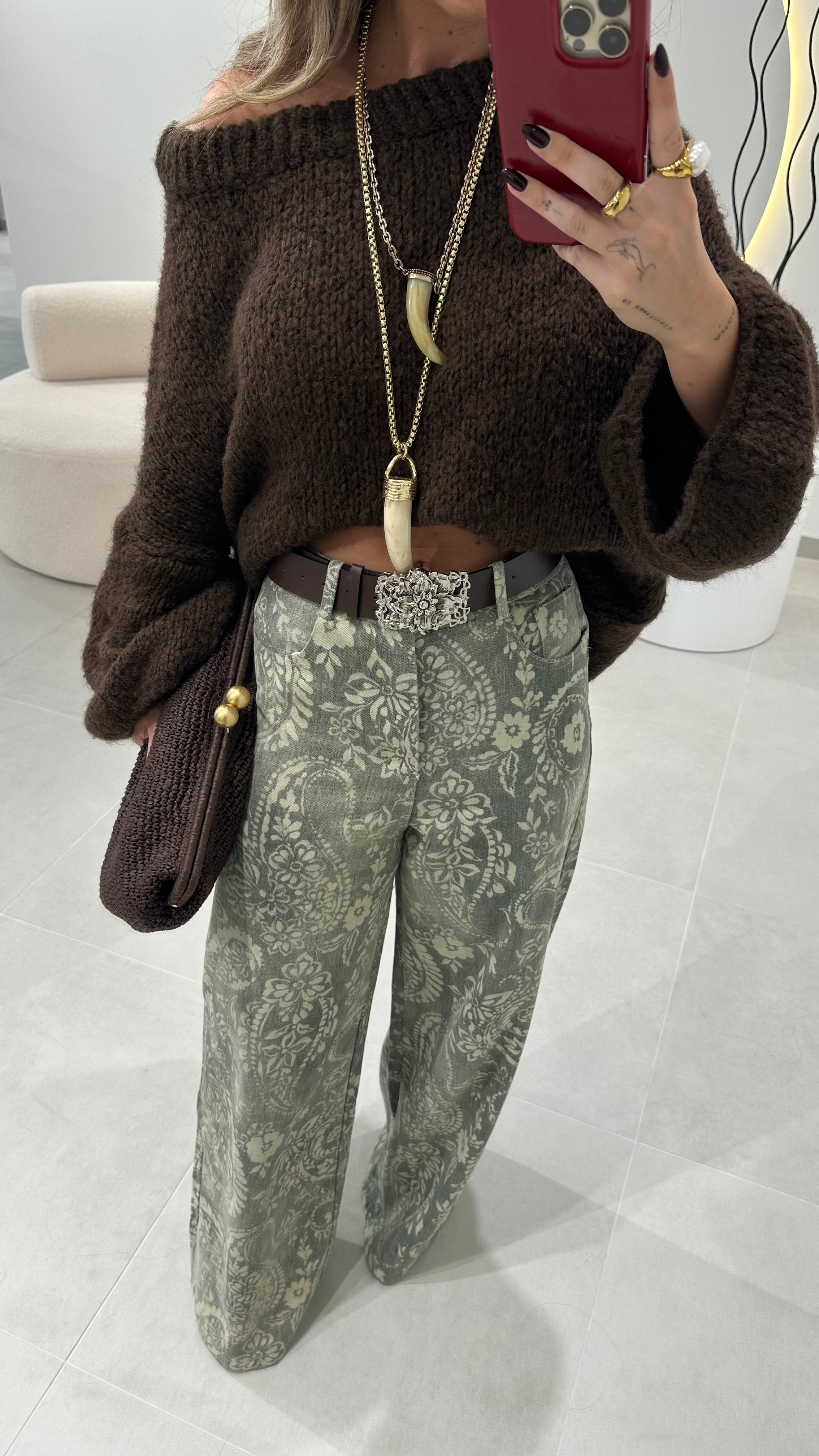 Bandana Green Jeans with Belt