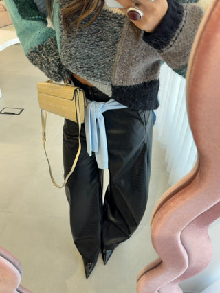 Croco Faux Leather Pants
