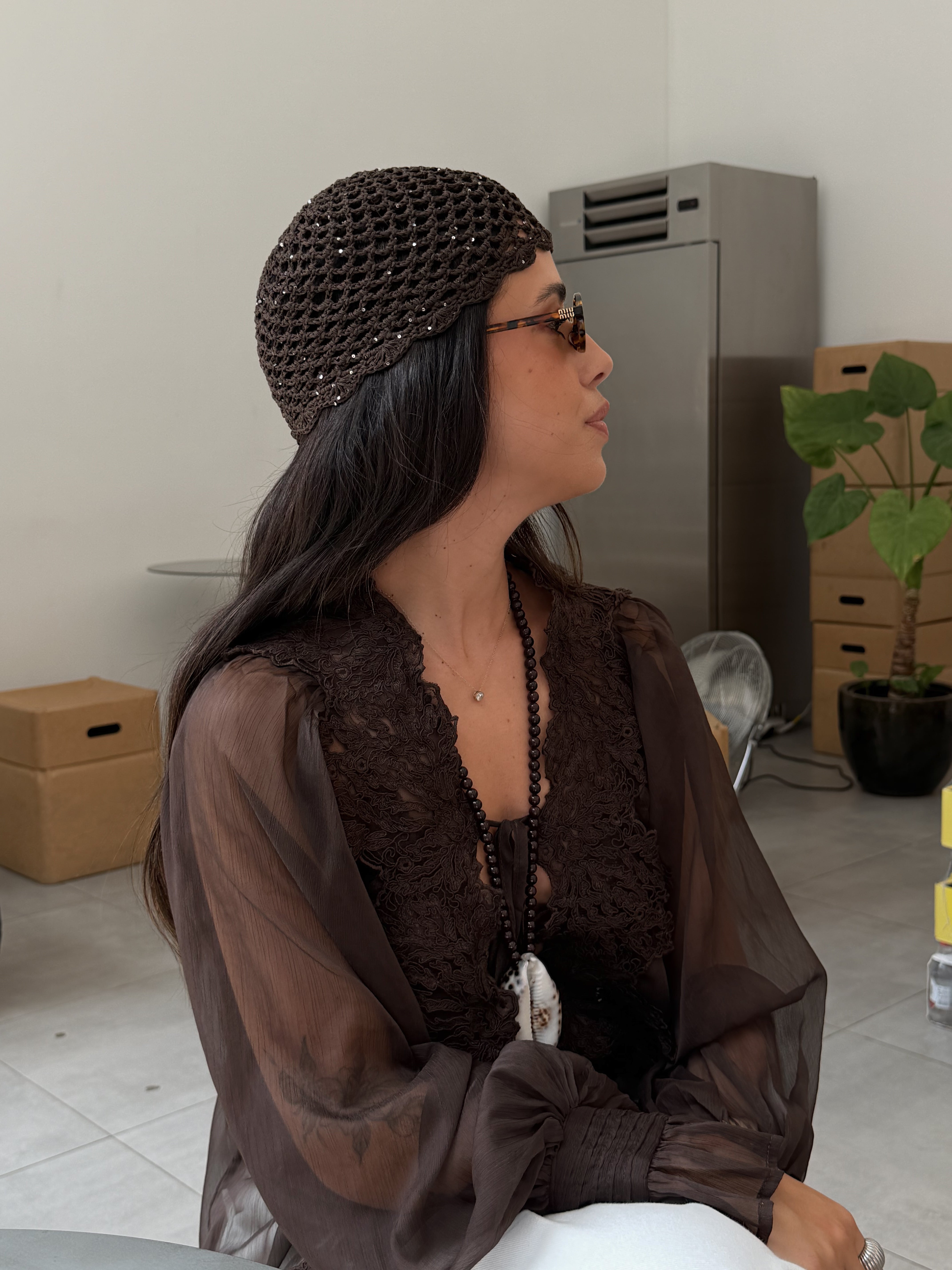 Dark Brown Crochet Hat