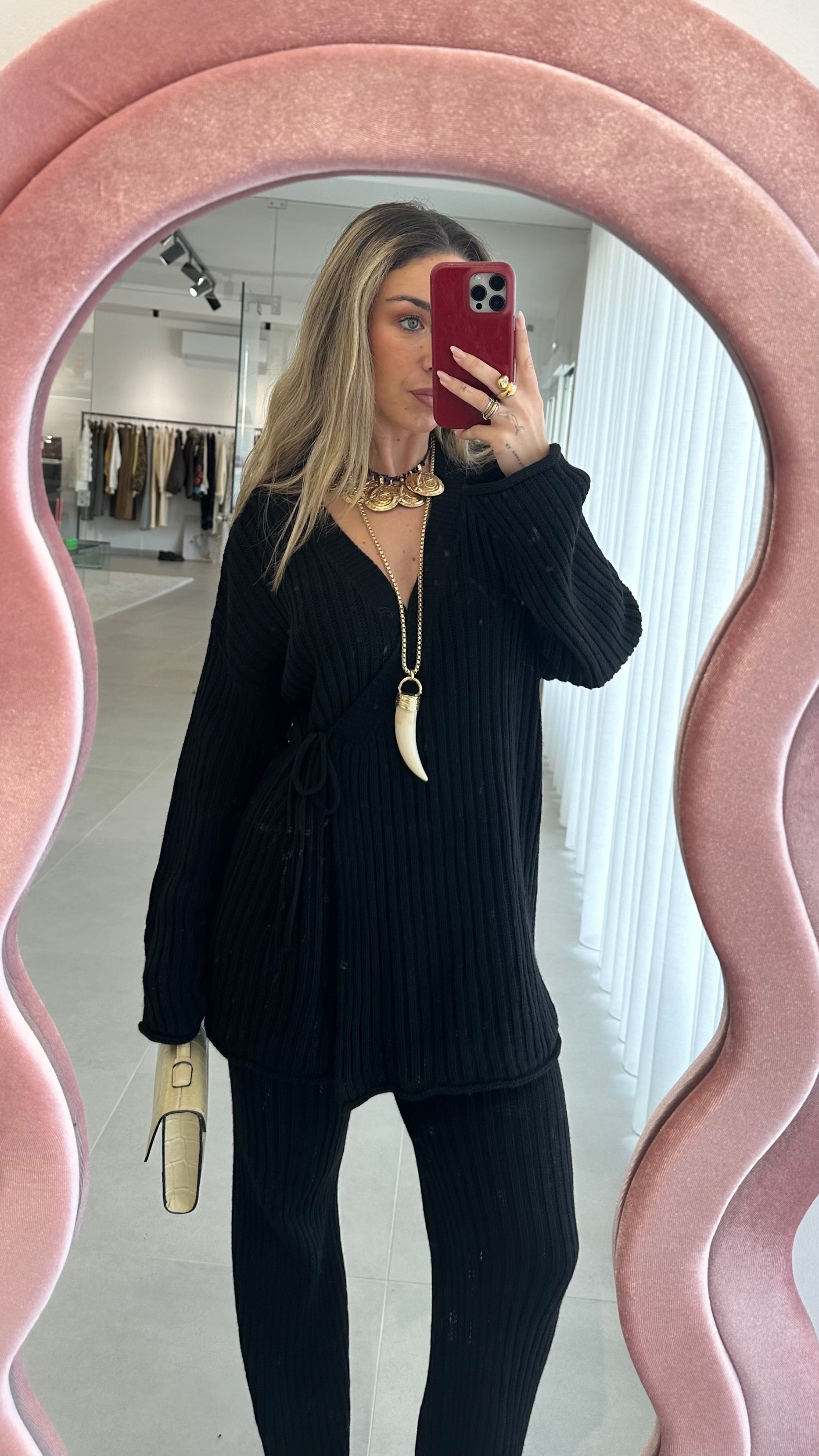 Black Cardigan and Trousers Set